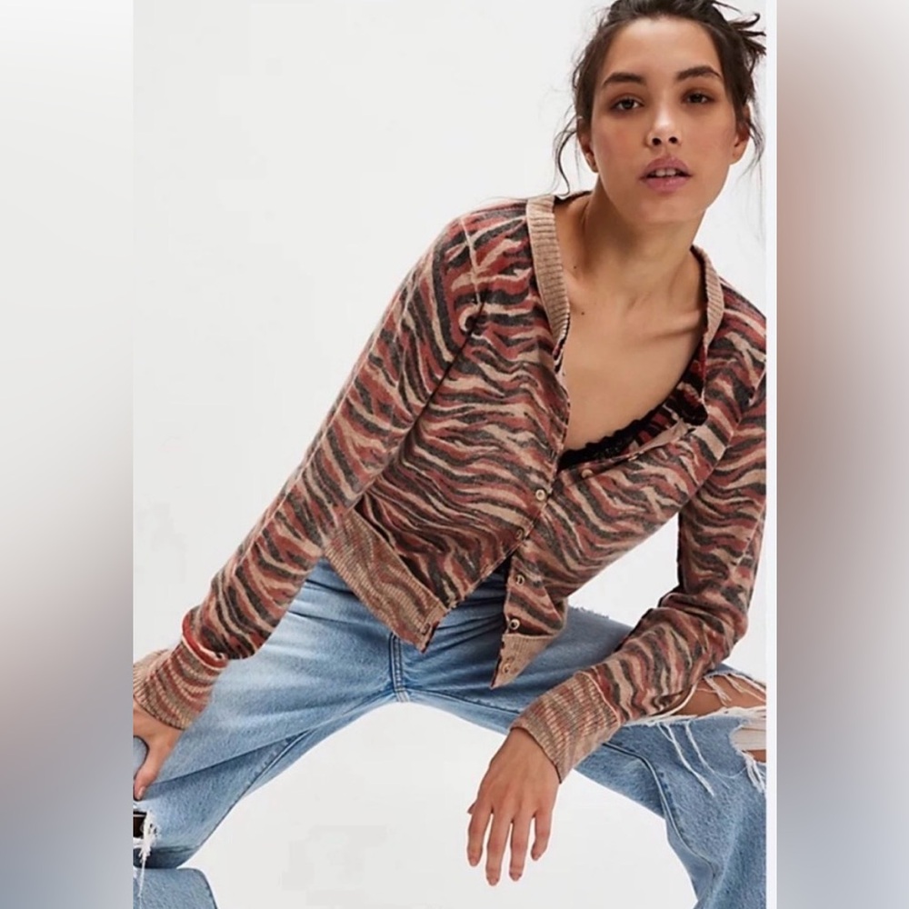Free People We The Free Nocturnal Animal Cashmere Cardigan Sweater